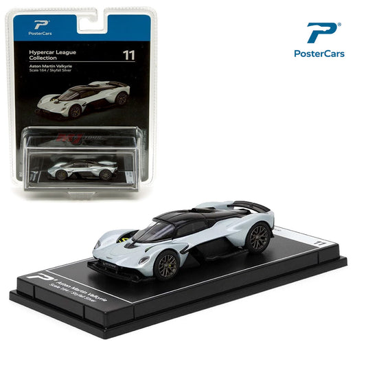 PosterCars 1:64 Aston Martin Valkyrie – Skyfall Silver | Hypercar League Collection Diecast Model