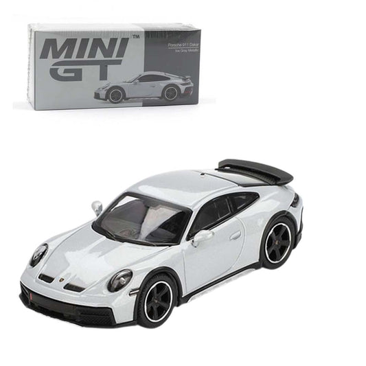 Mini GT 1:64 Porsche 911 Dakar – Ice Gray Metallic (LHD) Diecast Scale Model Car
