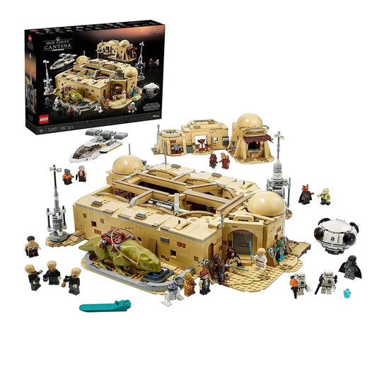 LEGO Star Wars Mos Eisley Cantina 75290 set featuring detailed cantina building, 21 minifigures, and Tatooine-themed accessories.​