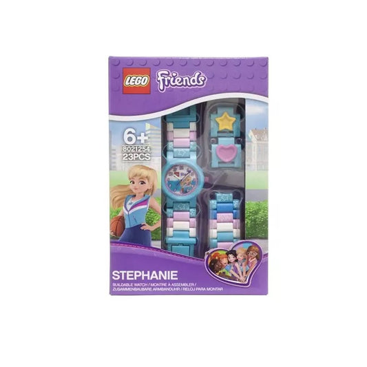 LEGO Friends Stephanie Buildable Watch (8021254) featuring colorful bricks and a customizable design, perfect for young LEGO fans and watch collectors.
