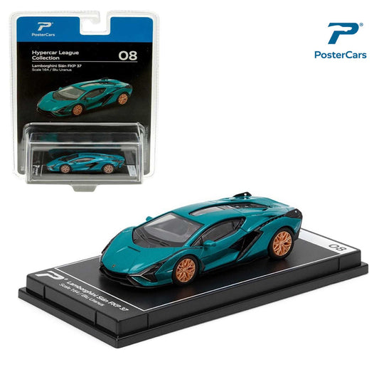 PosterCars 1:64 Lamborghini Sián FKP 37 – Blu Uranus | Hypercar League Collection No.8 Diecast Model