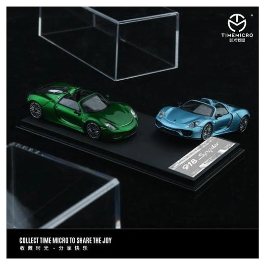 TimeMicro 1:64 Porsche 918 Spyder Solid Metal Green Diecast Model (TM643527)
