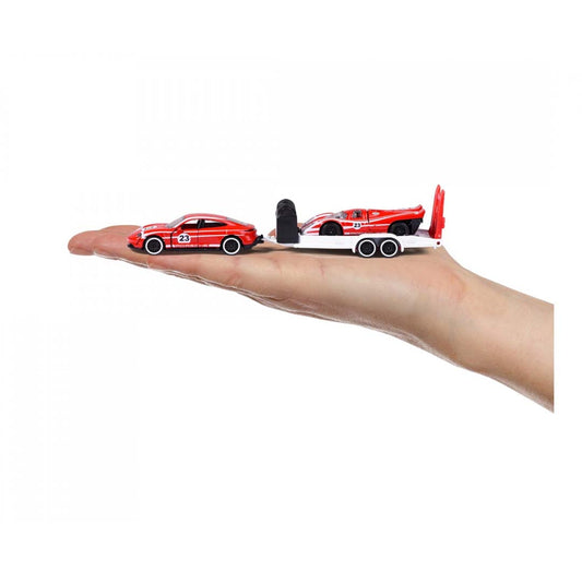 Majorette Porsche Race Trailer – Pack of 3 | 1:64 Scale Premium Die-Cast Vehicle & Trailer Set
