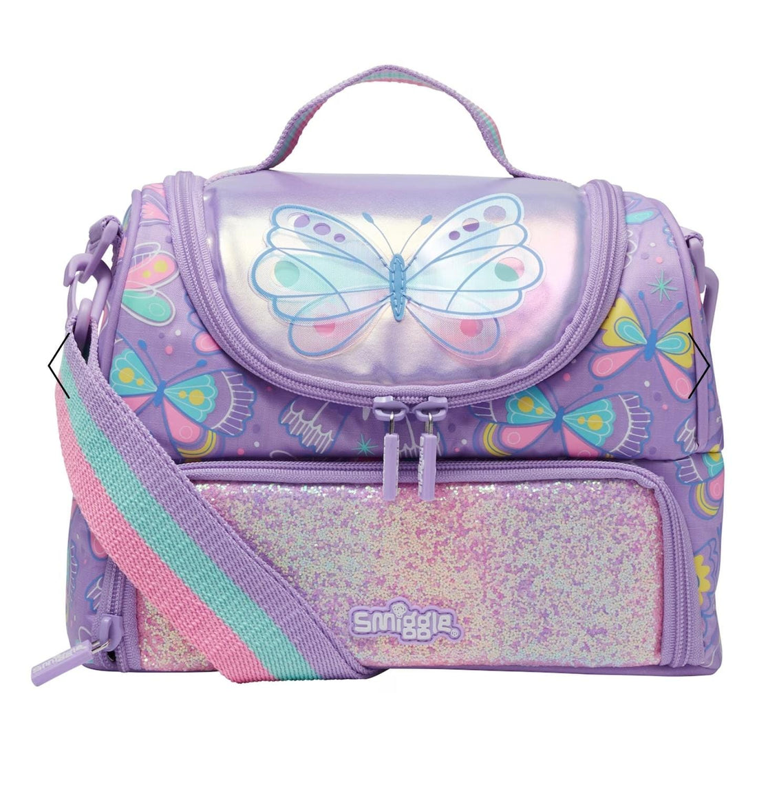 Smiggle Butterfly Double Decker 7 Inch Lunch Bag for Kids – colorful and fun design

