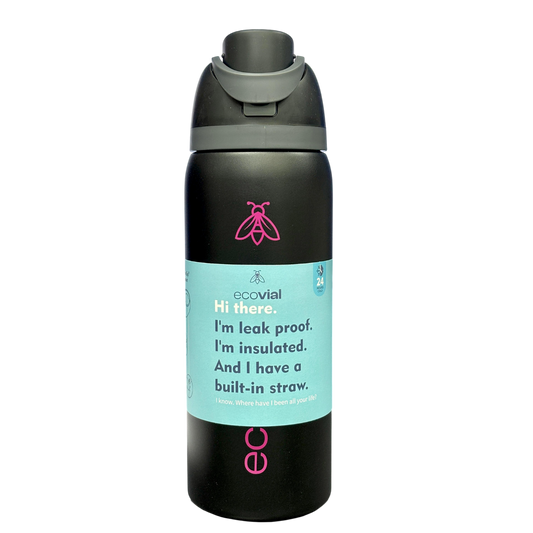 Ecovial 32 OZ - Vacuum Bottle Sip n Swig 960 ML (Black)