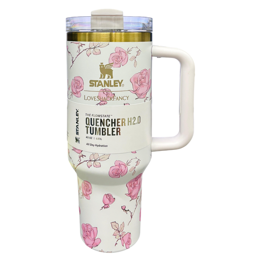 STANLEY Quencher H2.0 FlowState Stainless Steel Vacuum Insulated Tumbler with Lid and Straw for Water, Iced Tea or Coffee (Heather, 40 oz)  – The Ultimate Valentine’s Gift!
