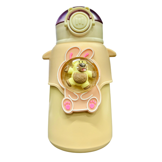 Happy Baby Bear Stainless Steel Water Bottle For Kids 600 ML (Cream)
