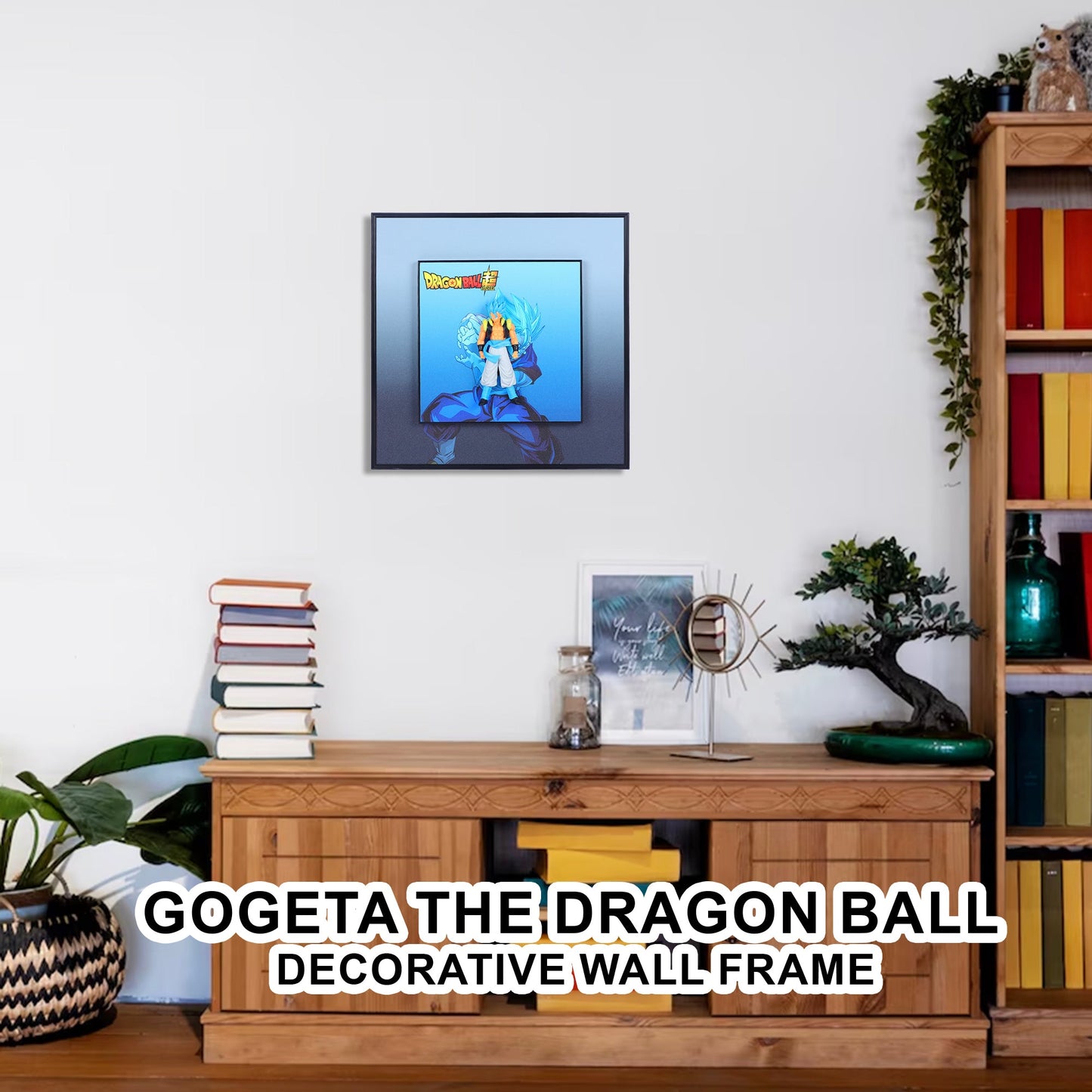 3D Blue Gogeta Dragon Ball Z Decorative Wall Frame – 40x40 cm | Dynamic Super Saiyan Wall Art for Anime Lovers & Collectors