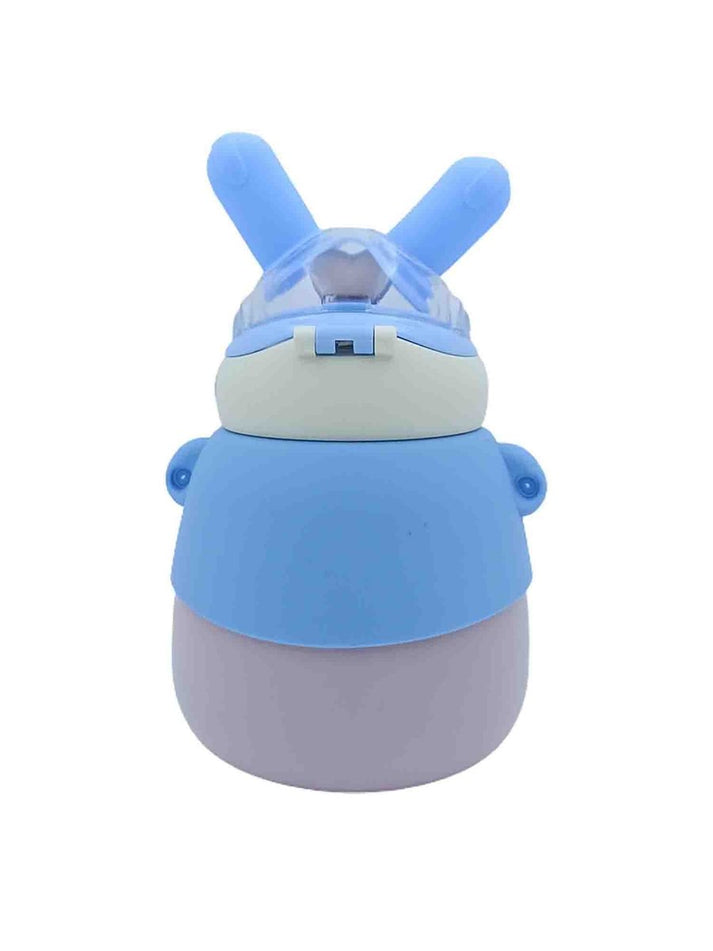 Lookoy Penguin Stainless Steel Water Bottle With Straw 550 ML (Blue)