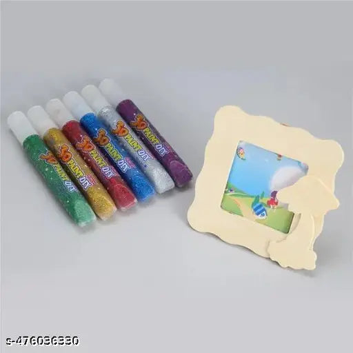 3D Art Paint Kit – Glitter Glue Painting Set with Wooden Frame, Safe & Non-Toxic, For school, kids
