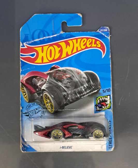 Hot Wheels 2020 Street Beasts i-Believe, Red 117/250 - ( CARD AND BLISTER DAMAGE )