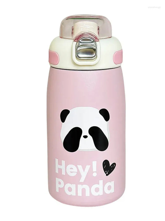 Hey Panda Water Bottle With Straw 650 ML (Pink)
