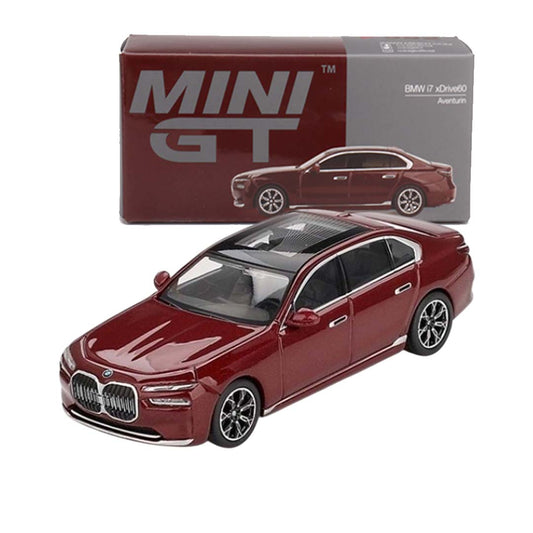 MINI GT BMW i7 xDrive60 – Aventurin Red Metallic – 1:64 Diecast Model