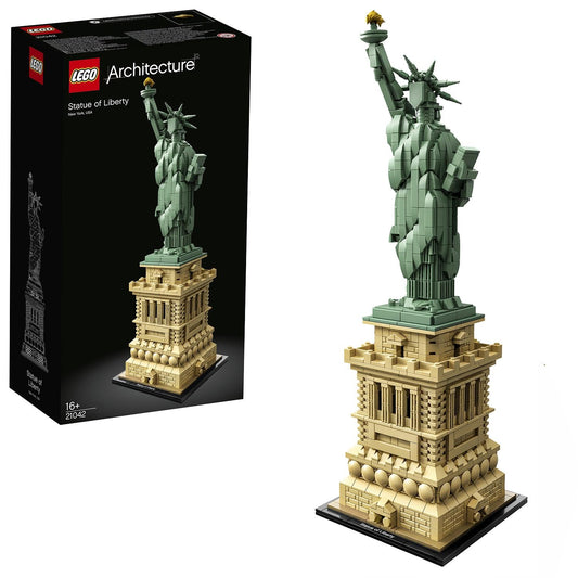 LEGO 21042 Architecture Statue of Liberty model set with 1,685 pieces, showcasing a detailed statue design