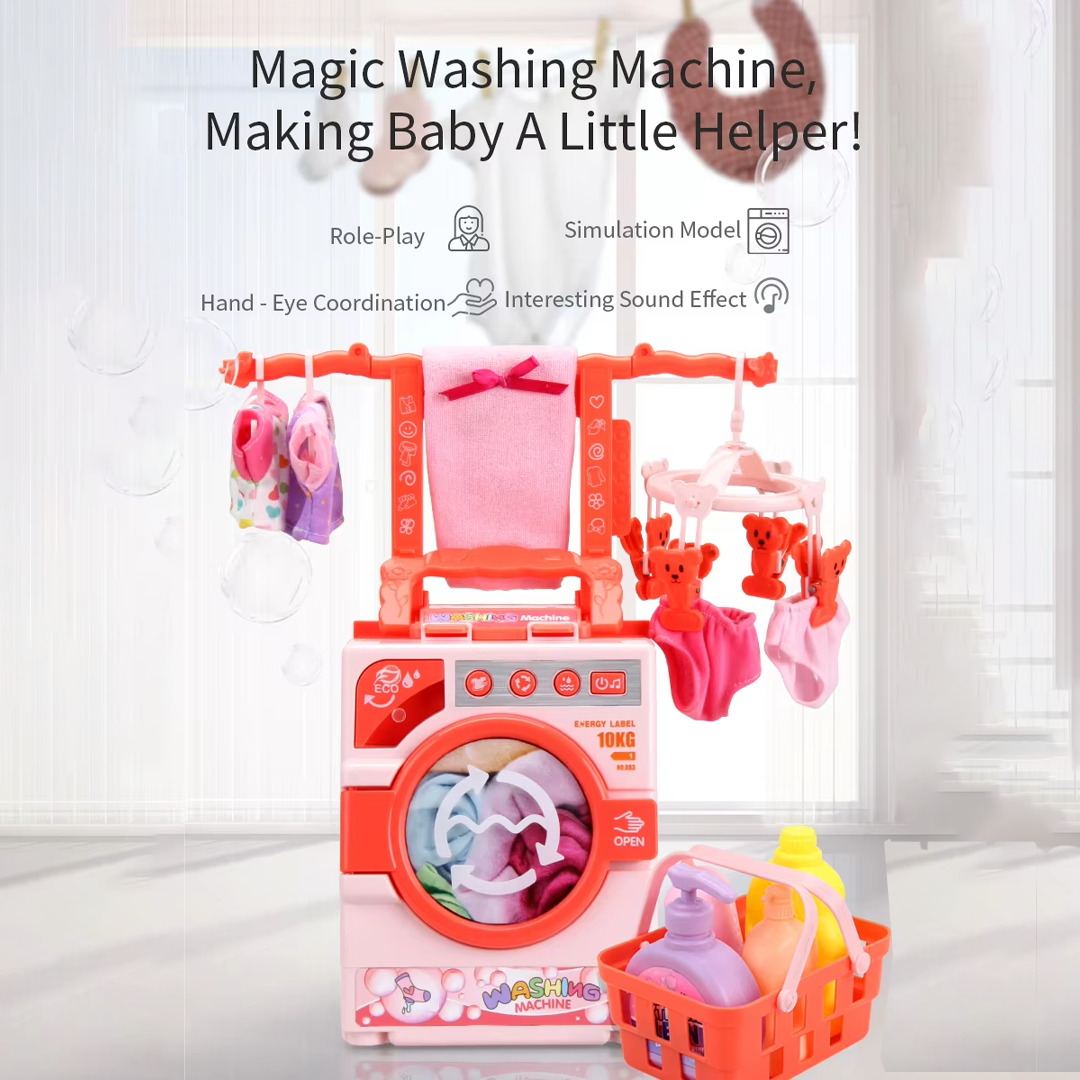 Children's Washing Machine Toy Simulation Dress up Mini Washing Machine Toy With Music