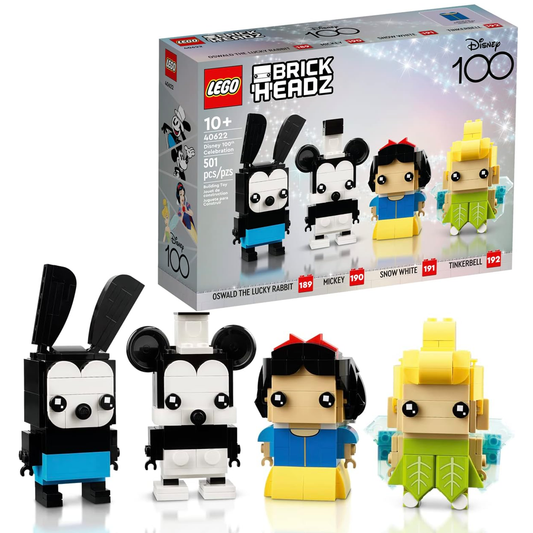 LEGO 40622 BrickHeadz Disney 100th Celebration – 501 Pieces Mickey, Snow White, Tinkerbell & Oswald

