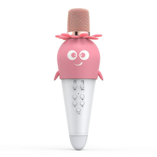 Wireless Bluetooth Karaoke Microphone, Portable 4D Stereo Mircophone with LED 7 Colorful Light, Intelligent Sound Repair Mic Speaker (Pink)