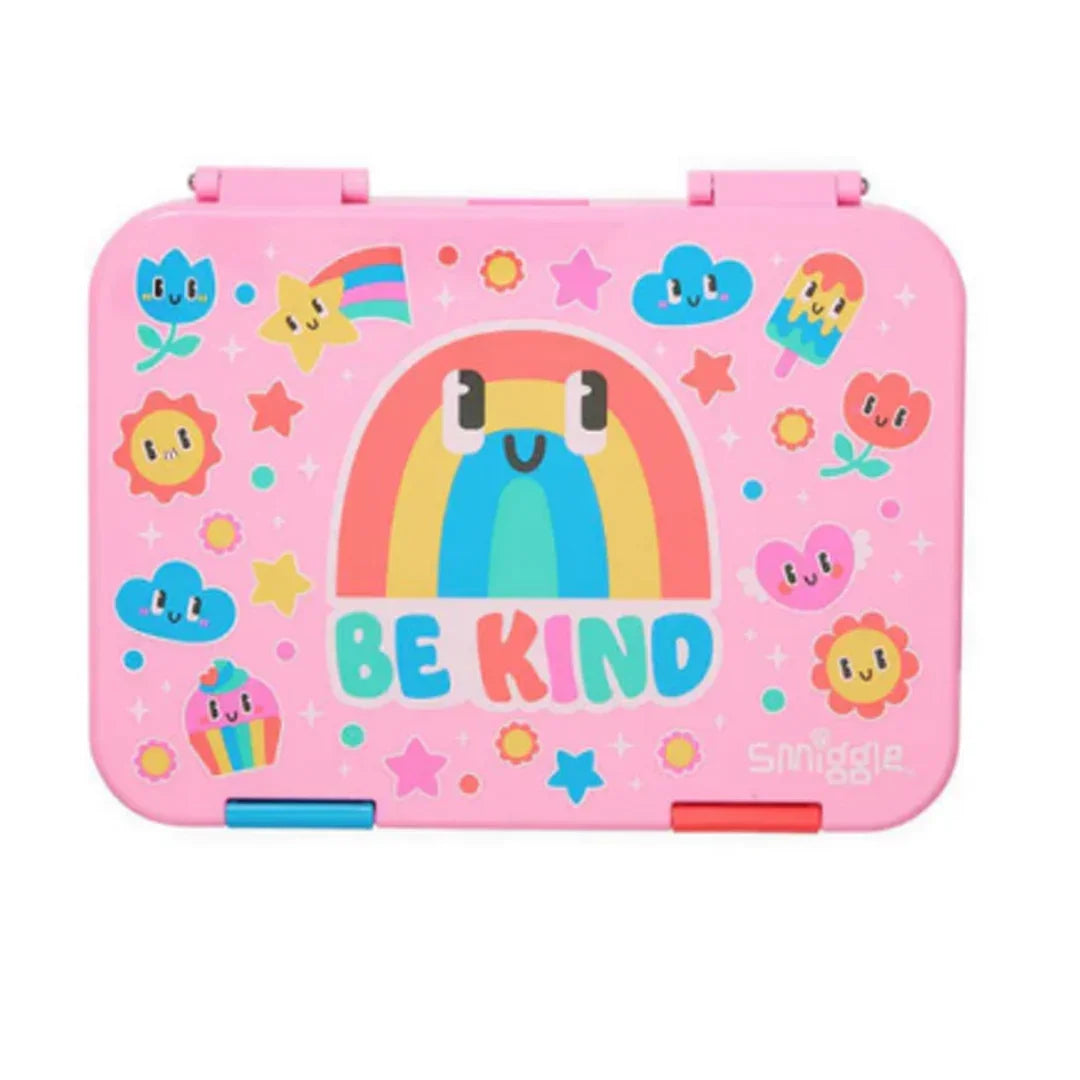 Smiggle Be Kind Happy Medium Bento Lunchbox 758ml | Leakproof School Lunch Box for Kids