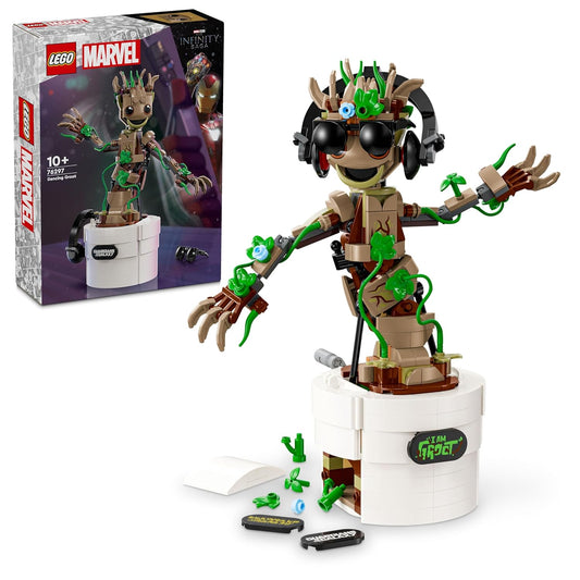 LEGO 76297 Marvel Dancing Groot buildable toy with animated movement – fun Guardians of the Galaxy set for Marvel fans
