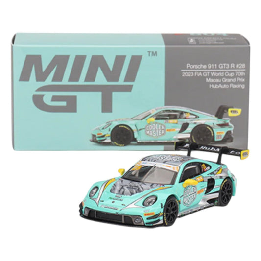 Mini GT #804: Porsche 911 GT3 R #28 HubAuto Racing 2023 FIA GT World Cup 70th Macau Grand Prix 1:64
