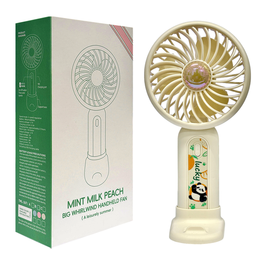 Mint Milk Peach Desktop Fan Mini Handheld Small Fan for Home, School USB Rechargeable & Portable Fan (Cream)