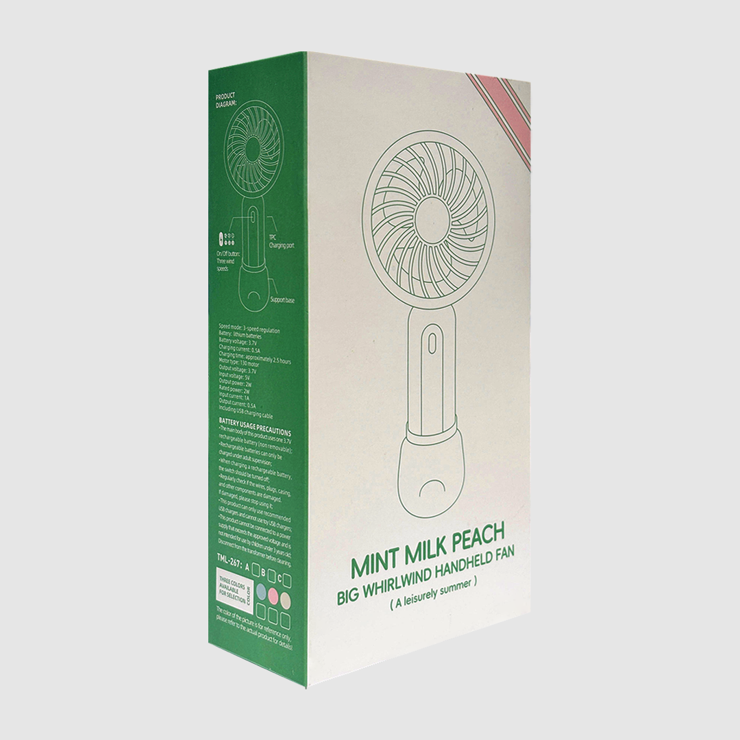 Mint Milk Peach Desktop Fan Mini Handheld Small Fan for Home, School USB Rechargeable & Portable Fan (Pink)