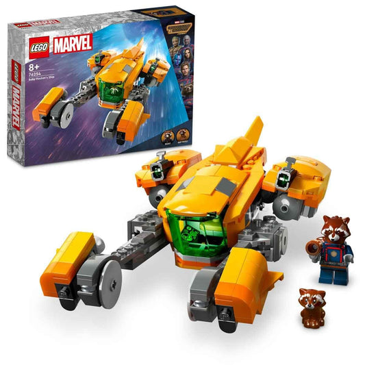 LEGO 76254 Marvel Baby Rocket’s Ship set with buildable spaceship and Baby Rocket & Rocket Raccoon minifigures
