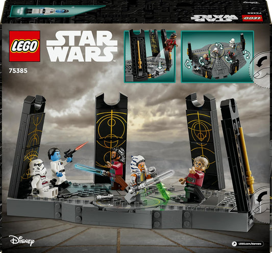 LEGO 75385 Star Wars Ahsoka Tano’s Duel on Peridea set with Ahsoka and Baylan Skoll minifigures in a buildable Peridea battle scene