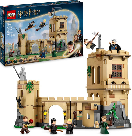 LEGO Harry Potter Hogwarts Castle: Flying Lessons Set 76447, a 651-piece playset featuring Quidditch and Transfiguration classrooms, with 6 minifigures, designed for builders aged 9 and up.