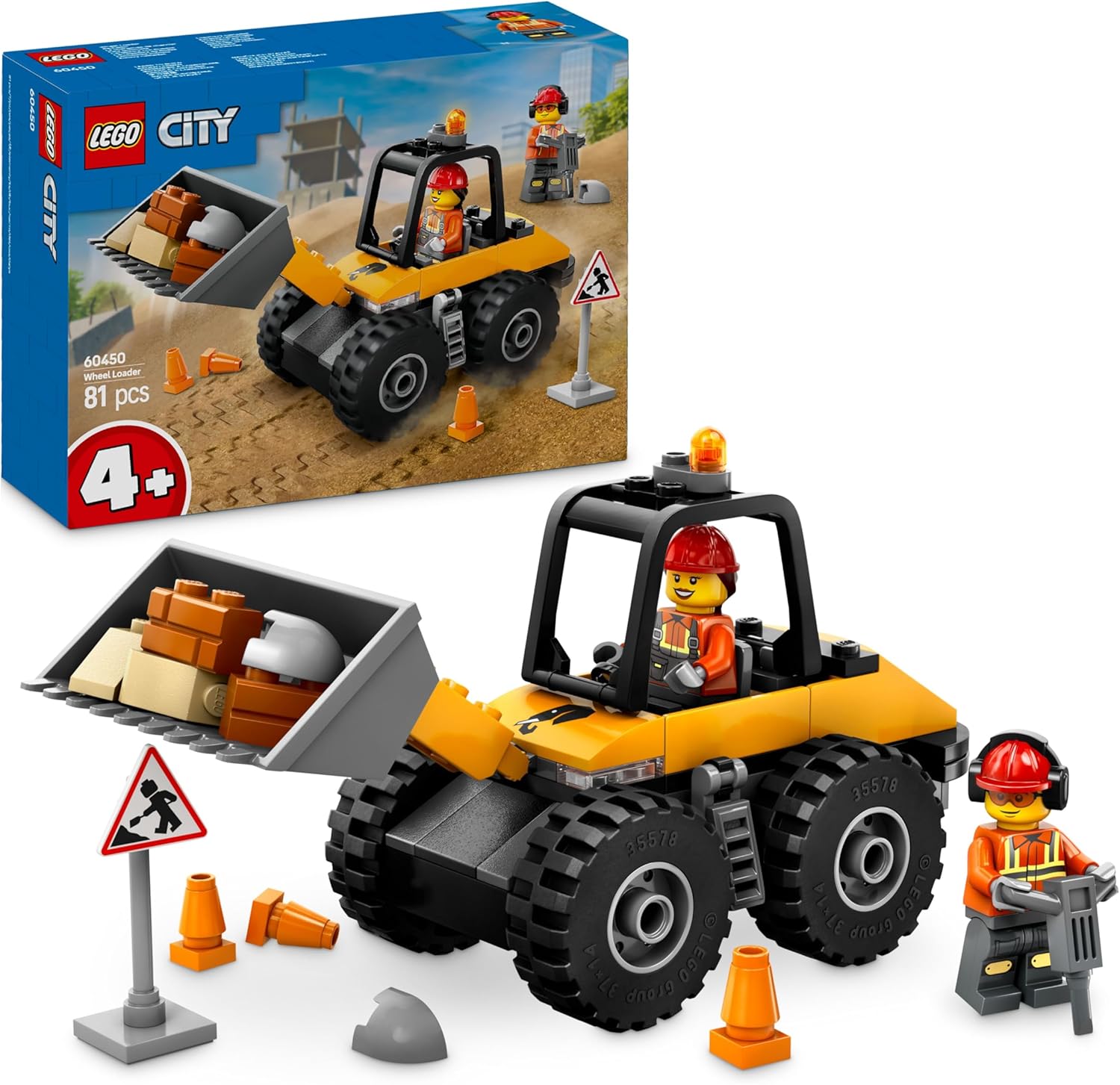 LEGO 60450 City Yellow Construction Wheel Loader Toy Building Set
