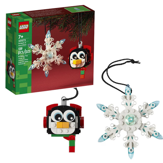 LEGO 40572 Penguin & Snowflake Christmas Ornament – 139 Pieces, Holiday Decoration Set