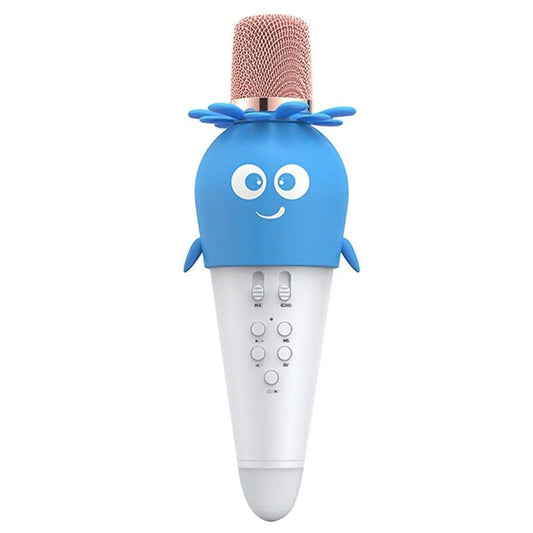 Wireless Bluetooth Karaoke Microphone, Portable 4D Stereo Mircophone with LED 7 Colorful Light, Intelligent Sound Repair Mic Speaker (Blue)