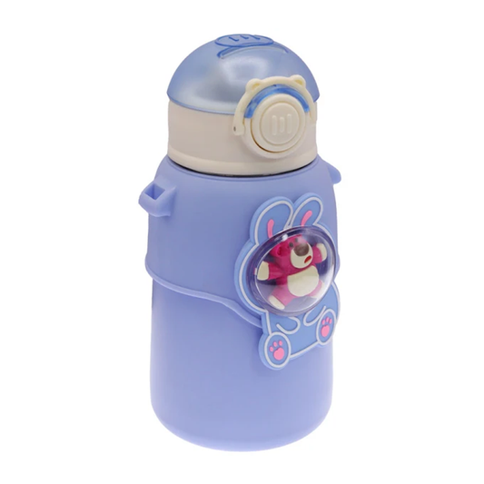 Happy Baby Bear Stainless Steel Water Bottle For Kids 600 ML (Blue)