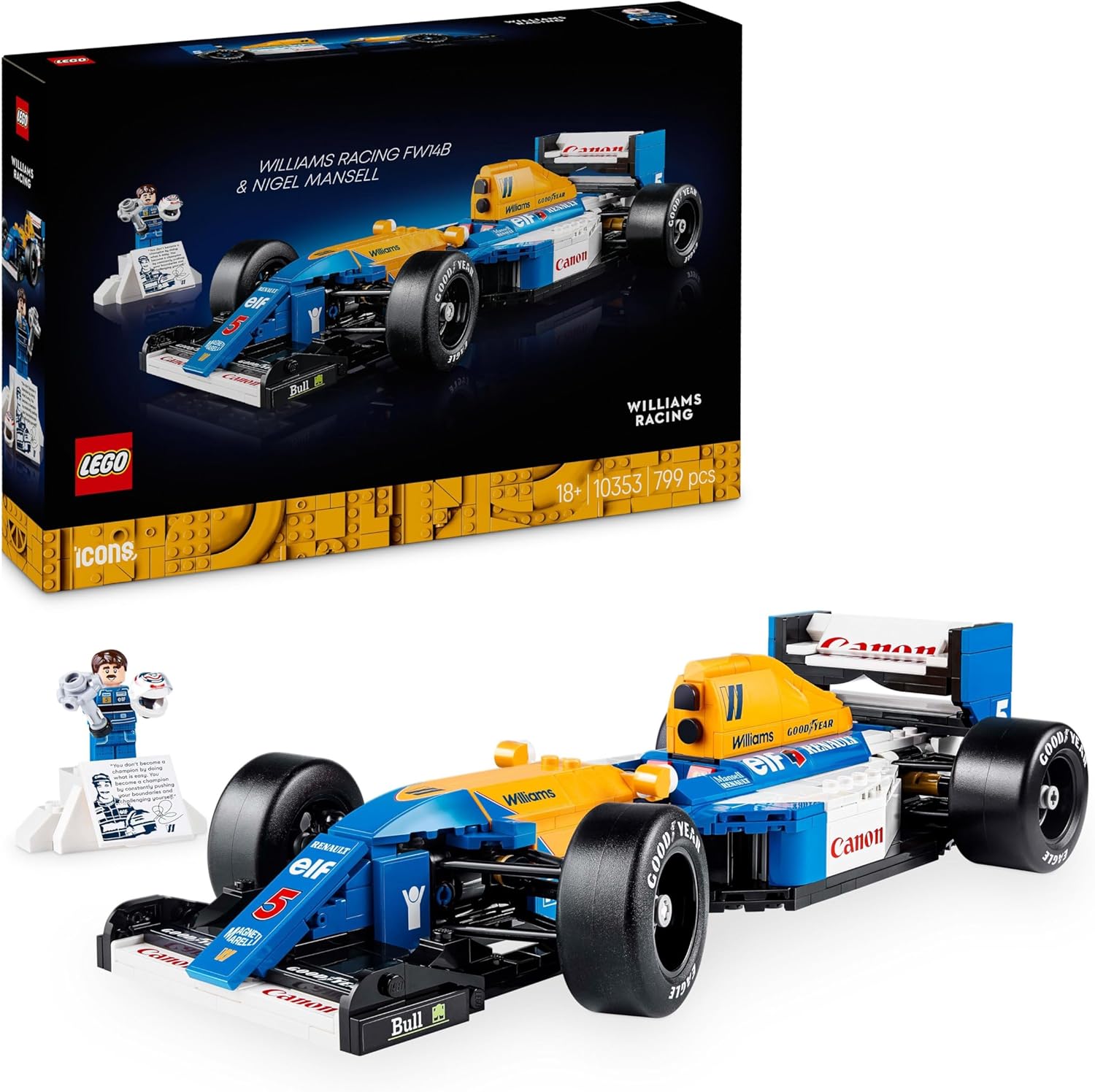 LEGO 10353 Icons Williams Racing FW14B & Nigel Mansell F1 Model Car Building Set

