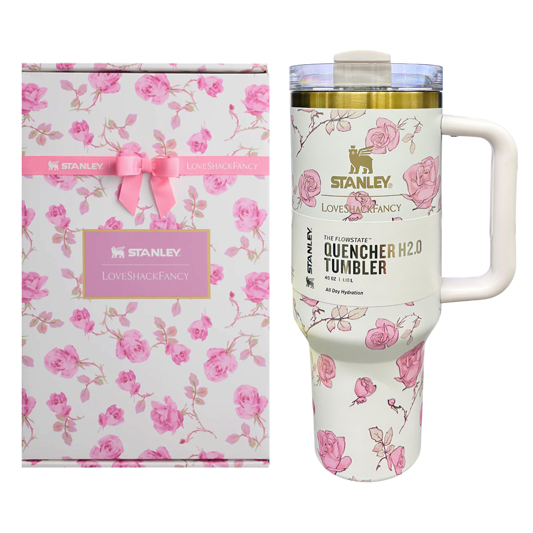STANLEY Quencher H2.0 FlowState Stainless Steel Vacuum Insulated Tumbler with Lid and Straw for Water, Iced Tea or Coffee (Heather, 40 oz)  – The Ultimate Valentine’s Gift!