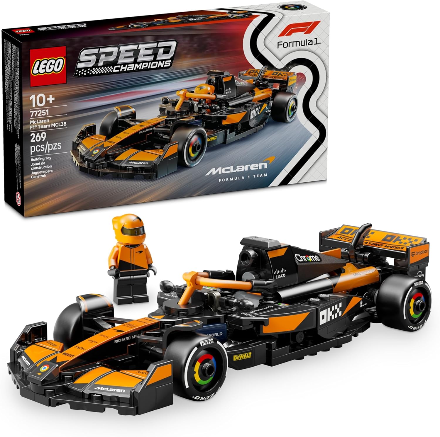 LEGO 77251 Speed Champions McLaren F1 Team MCL38 Formula 1 Race Car Set
