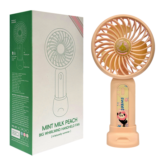 Mint Milk Peach Desktop Fan Mini Handheld Small Fan for Home, School USB Rechargeable & Portable Fan (Pink)
