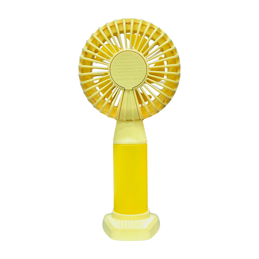 Fashion Lighting Fan Desktop Fan Mini Handheld Small Fan for Home, School USB Rechargeable & Portable Fan (Yellow)