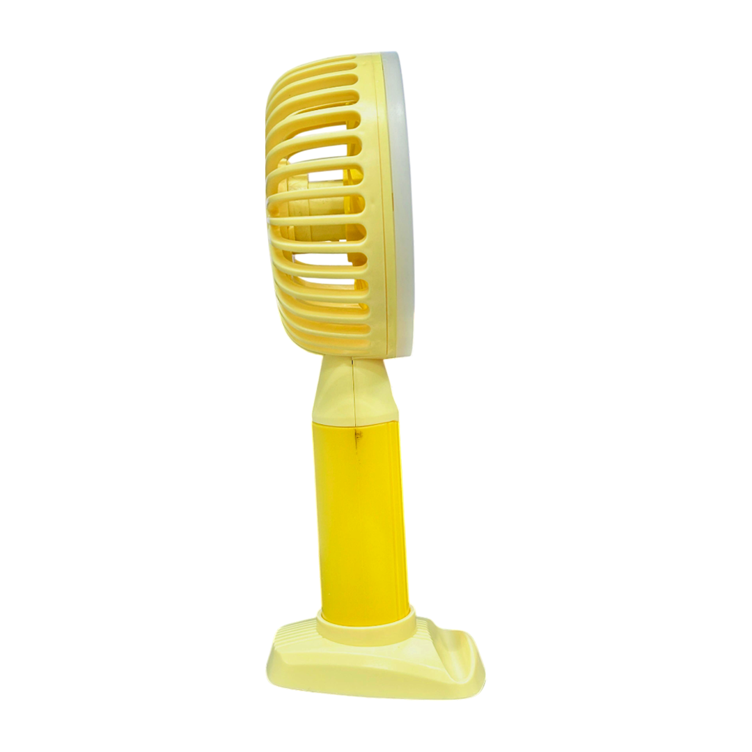 Fashion Lighting Fan Desktop Fan Mini Handheld Small Fan for Home, School USB Rechargeable & Portable Fan (Yellow)