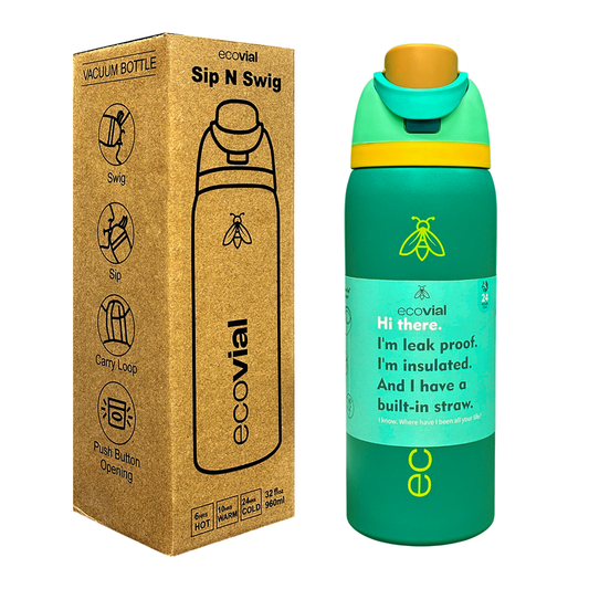 Ecovial 32 OZ - Vacuum Bottle Sip n Swig 960 ML (Green)