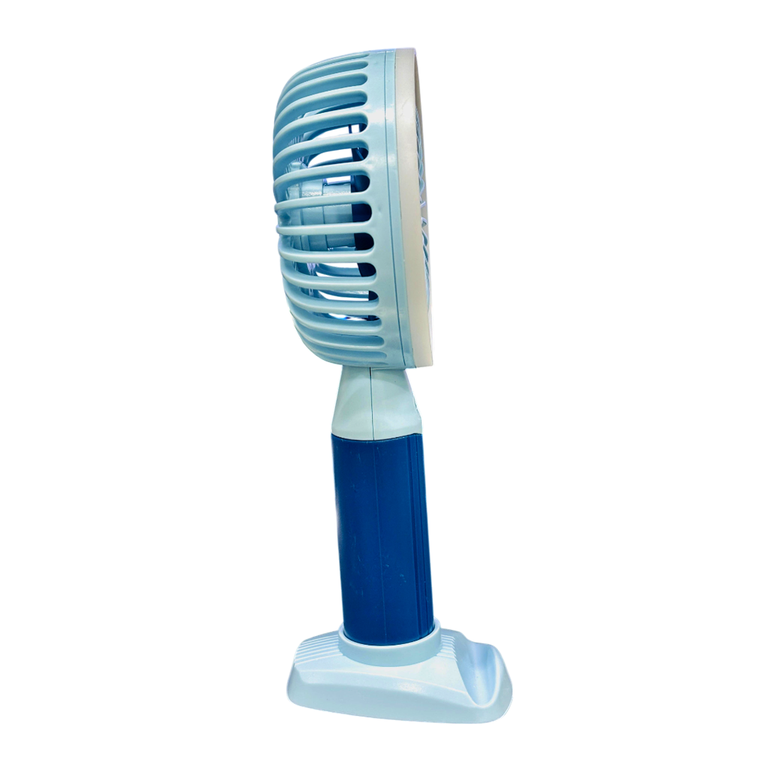 Fashion Lighting Fan Desktop Fan Mini Handheld Small Fan for Home, School USB Rechargeable & Portable Fan (Blue)