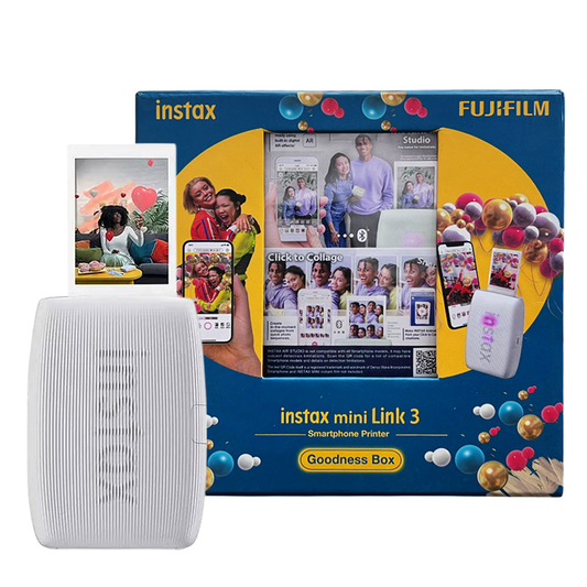 Fujifilm Instax Mini Link 3 Smartphone Photo Printer in Clay White with 100-Sheet Film Bundle

