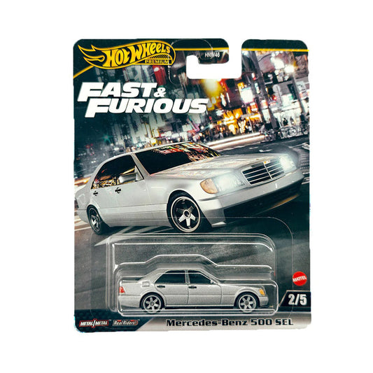 Hot Wheels Premium Fast & Furious Mercedes-Benz 500 SEL - Silver - 2023 Card