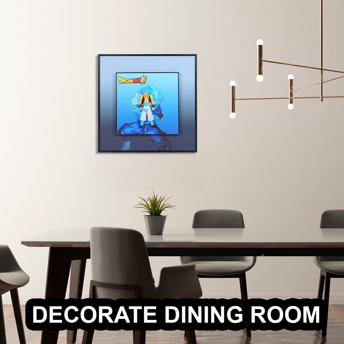3D Blue Gogeta Dragon Ball Z Decorative Wall Frame – 40x40 cm | Dynamic Super Saiyan Wall Art for Anime Lovers & Collectors