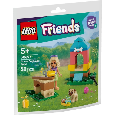 LEGO Friends 30697 Nova's Doghouse Build Ecobag – 50-piece set featuring Nova mini-doll and Dango the dog with customizable doghouse.
