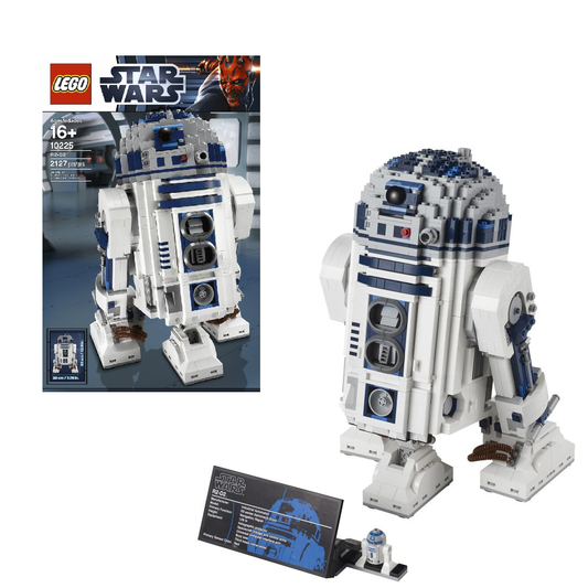 LEGO Star Wars R2-D2 10225 set showcasing a detailed R2-D2 model with retractable legs and movable head, designed for builders aged 16+
