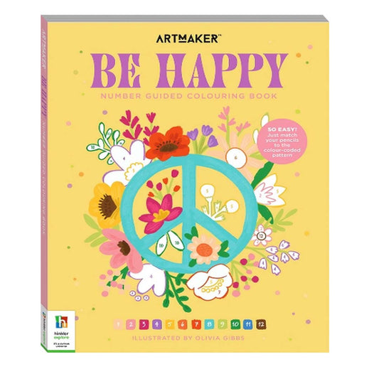 Number Guided Colouring Book: Be Happy – Color Your Way to Joy! (By Hinkler)