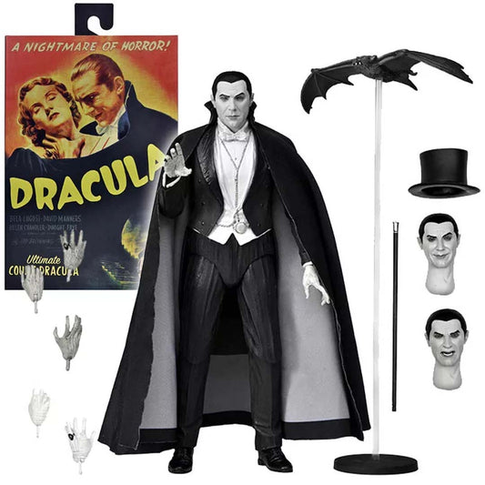 NECA Ultimate Count Dracula 7” action figure from Universal Monsters with detailed costume and accessories from Carfax Abbey.