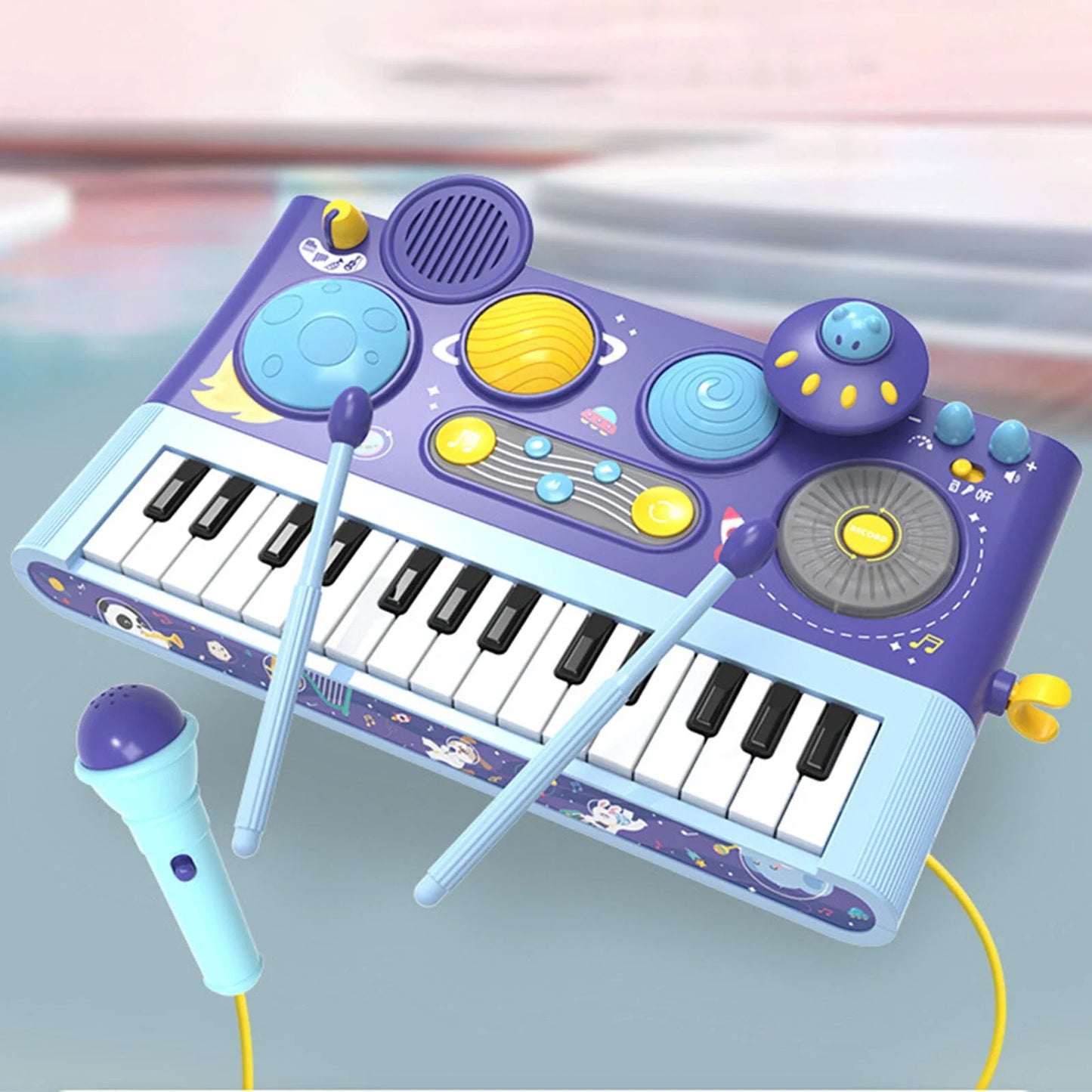 Early Learning Piano Keyboard Toy Infant Toys – Electronic Music Set with Microphone, Lights & Educational Modes for Kids & Toddlers