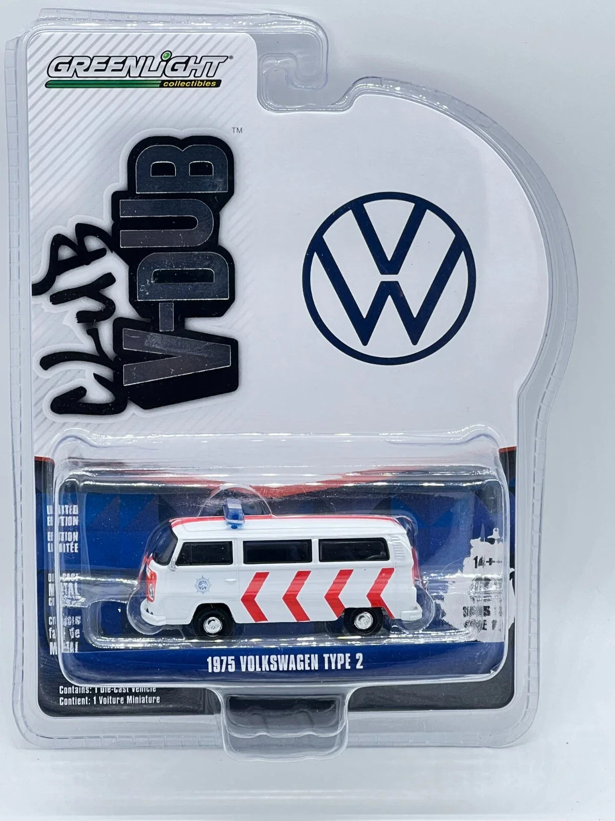 Greenlight Club V-Dub – 1975 Volkswagen Type 2 (Police Van) Die-Cast Car (1:64 Scale)